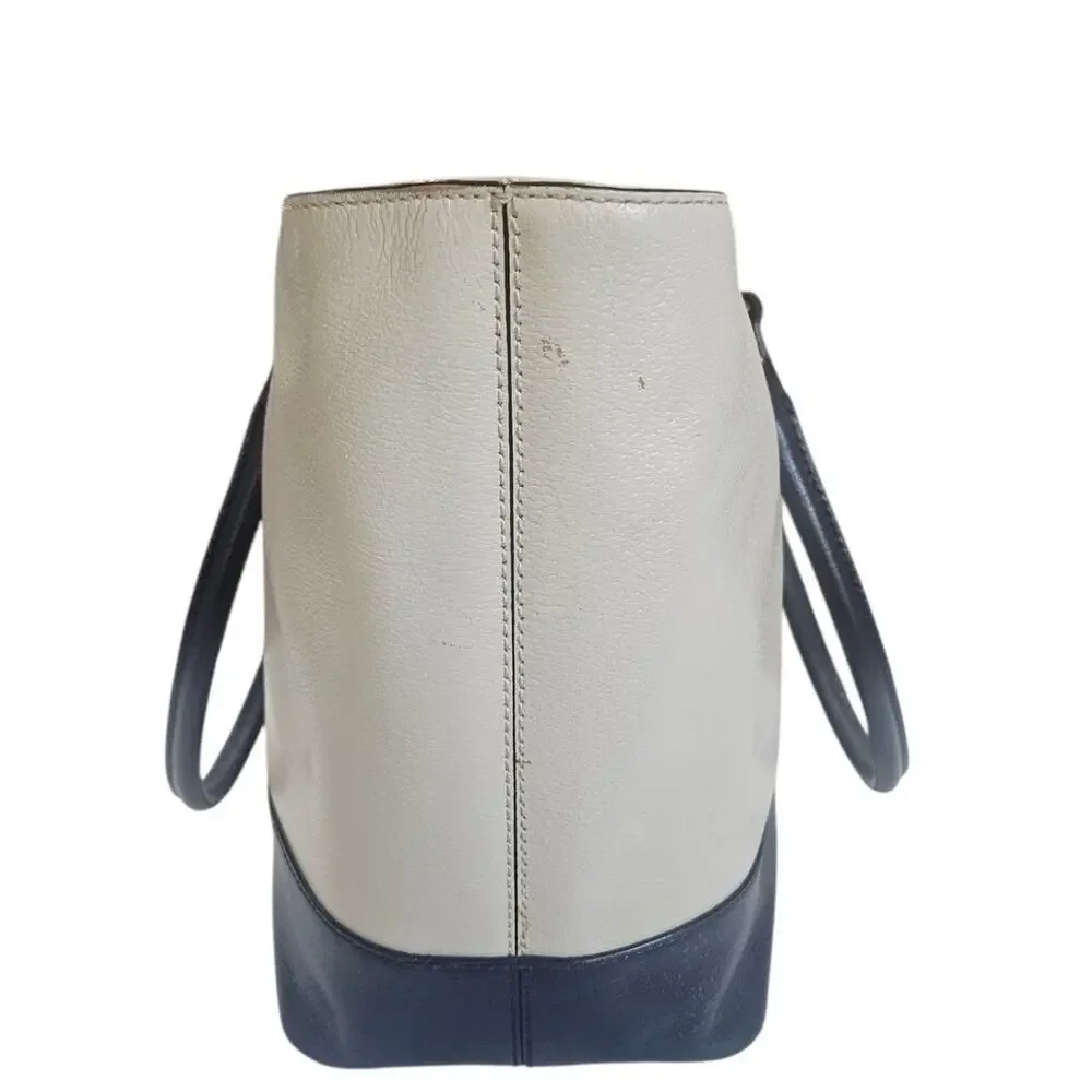 Kate Spade Large Cream and Navy Color Block Tote